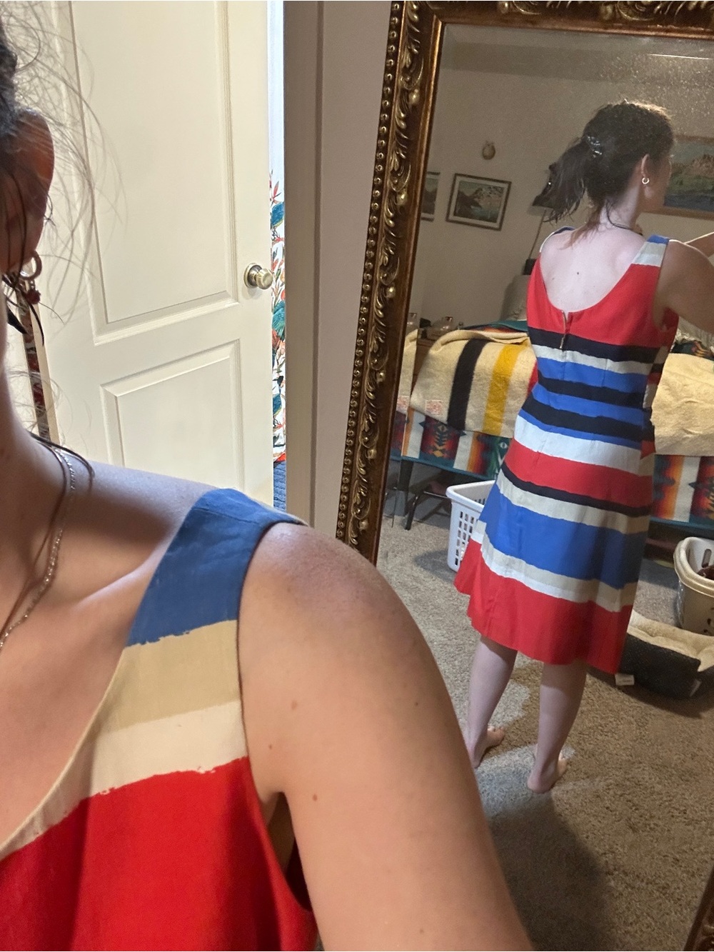 kate spade red, white, tan & blue dress - Picture 3 of 7